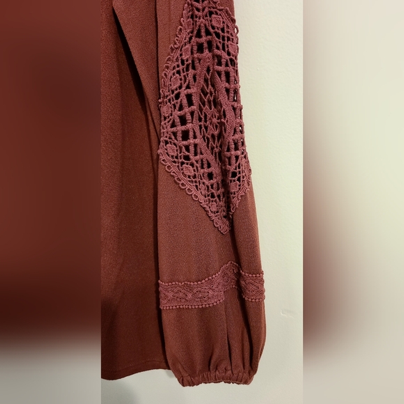 Maurices Solid Crochet Sleeve Blouse - Picture 3 of 6